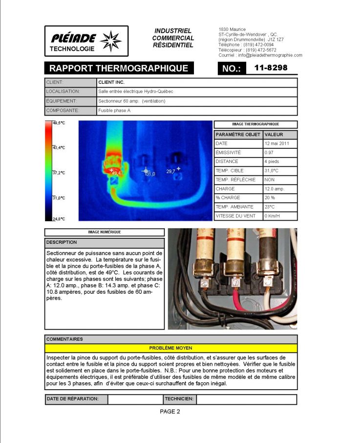 Rapport thermographie Pléiade